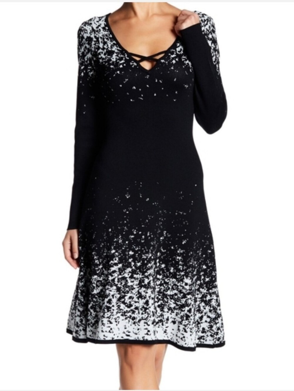 NWOT Yoana Baraschi Marais Gradient Longsleeve Fit And Flare Knit Dress Small